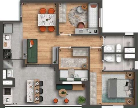 Smart Home Nova Klabin: 3 dorm 69m²