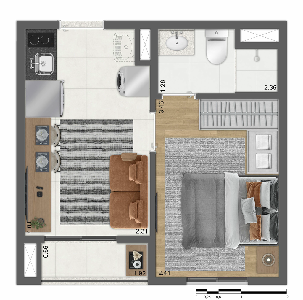 Soft Clementino: 1 dorm 24m²