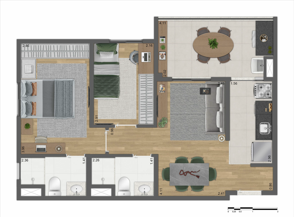 Soft Clementino: 2 dorm 55m²