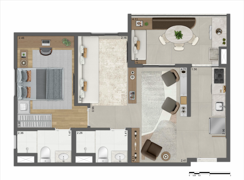 Soft Clementino: 1 dorm 55m² opção