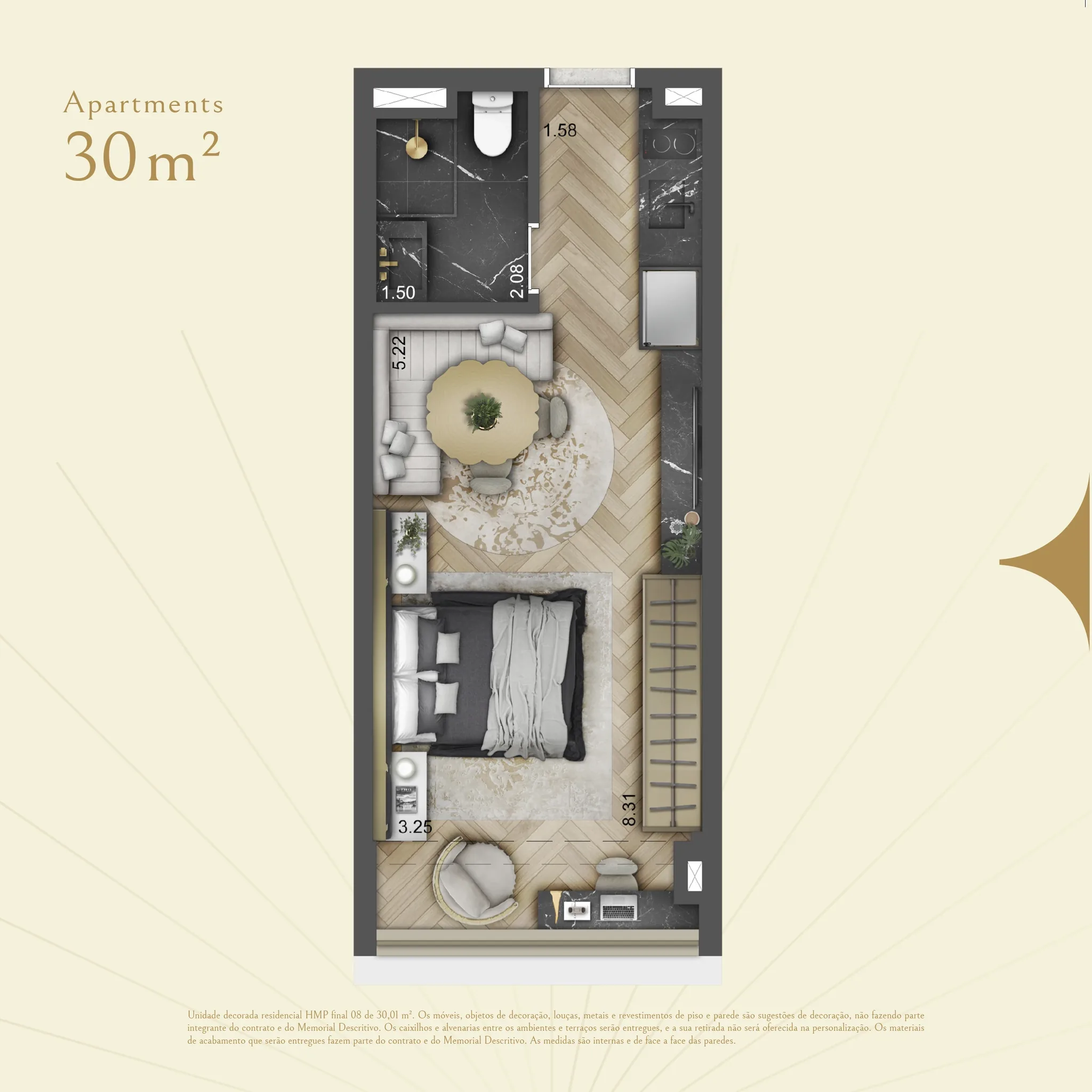 Soleil Apartments: 1 planta de 30m