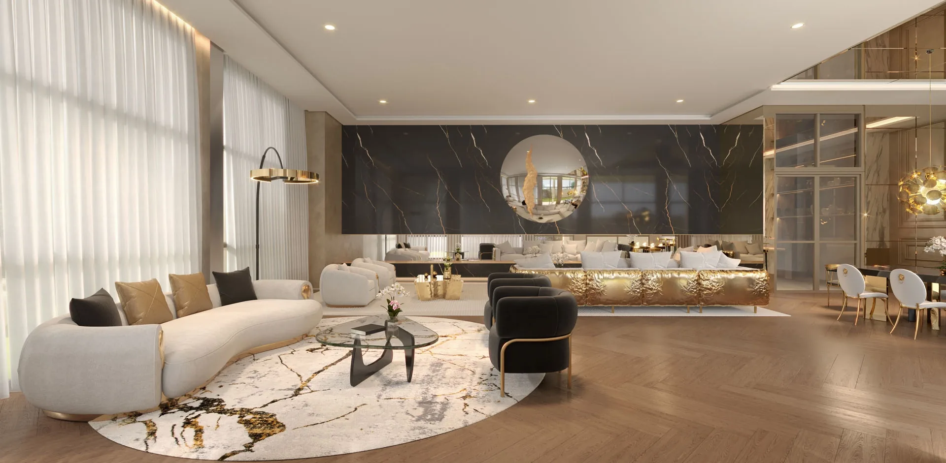 Soleil Residences: Perspectiva ilustrada do salão de festas