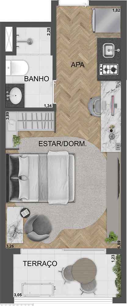 SP 360° Smart Living by Eztec: 1 dorm 30m² studio
