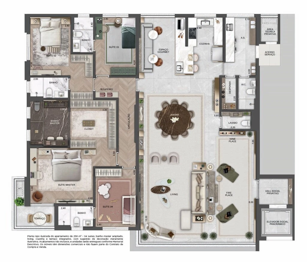 Splend Moema: 4 dorm 258m² opção 2