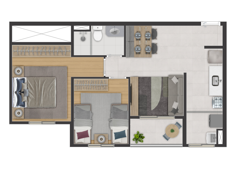 Start Joy: 2 dorm 51m²