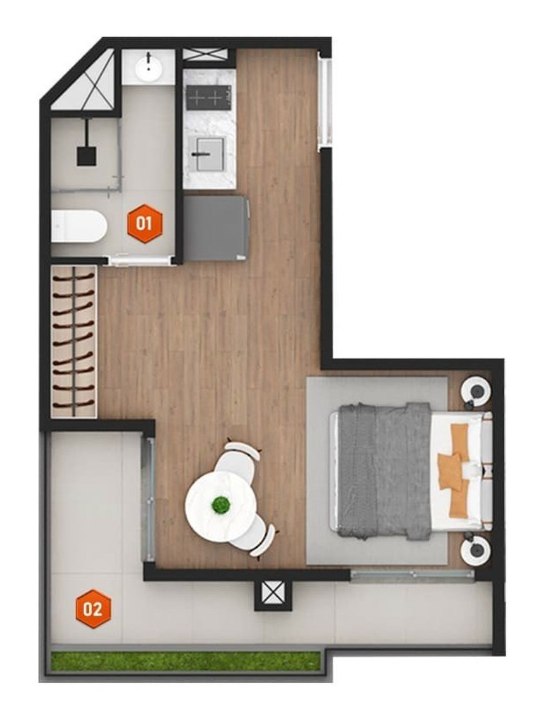 Stay NK: 1 dorm 28m² studio
