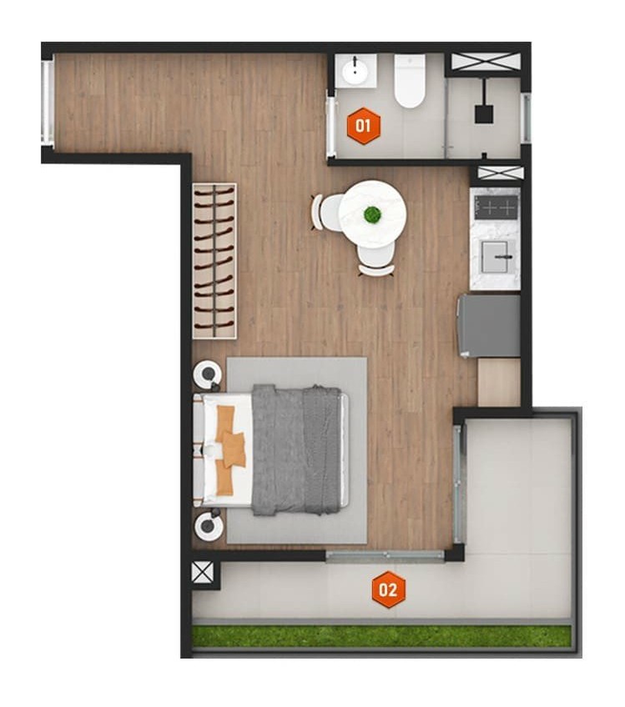 Stay NK: 1 dorm 34m² studio