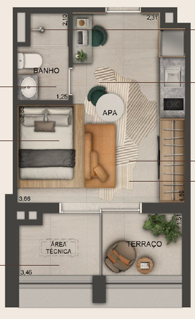 Studios Paraíso by Lindenberg: 1 dorm 28m² studio