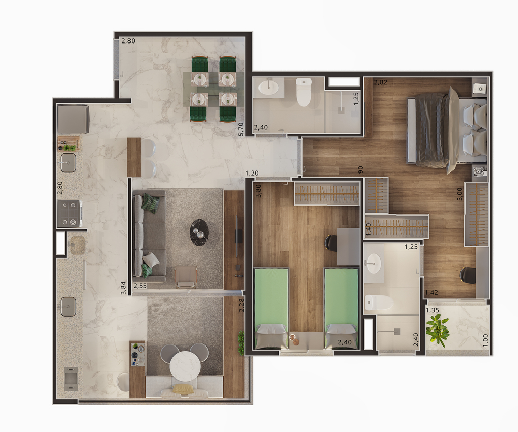 Stylo MBigucci: 2 dorm 71 35m²