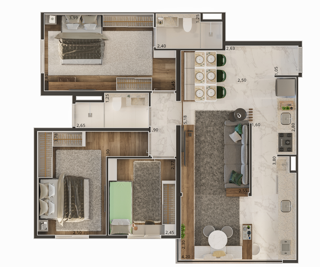 Stylo MBigucci: 2 dorm 79 65m²