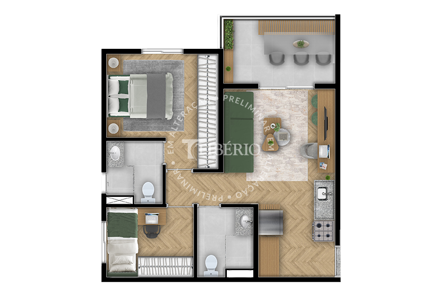 Supremo Parque da Mooca: 2 dorm 48m²
