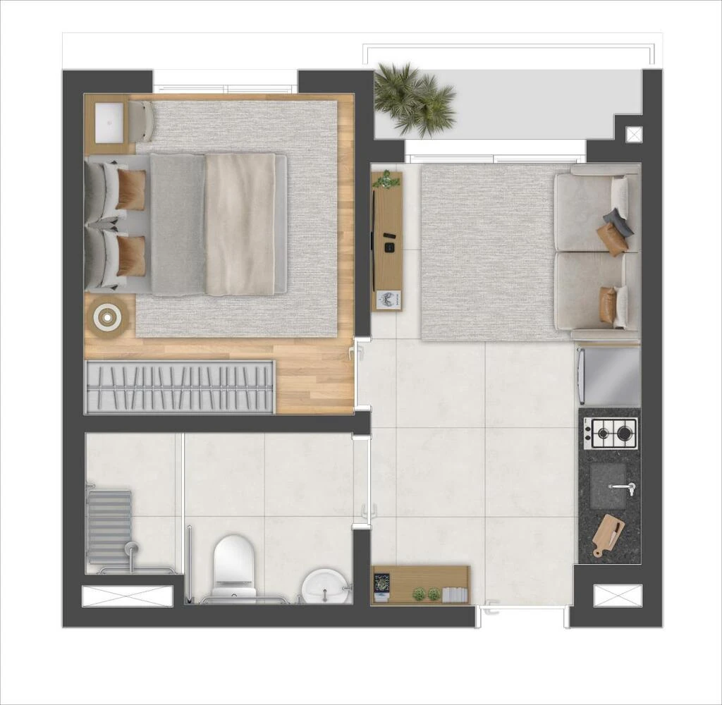 Sync Campo Belo: 1 dorm 30m²