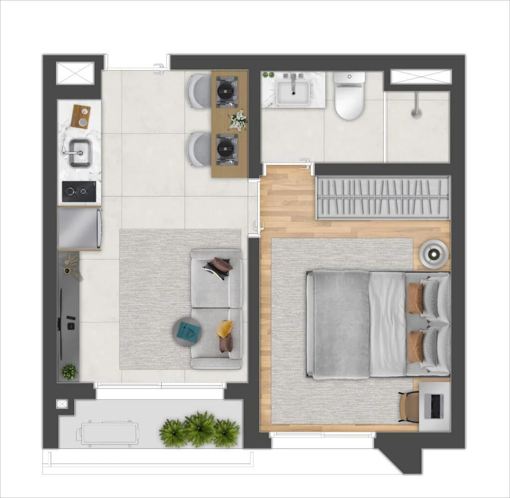 Sync Campo Belo: 1 dorm 31m²