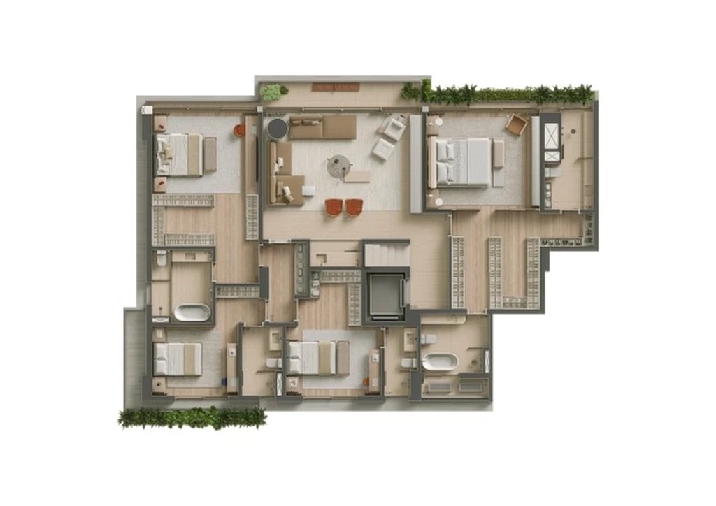 Teçá: 4 dorm 423m² cobertura duplex inferior