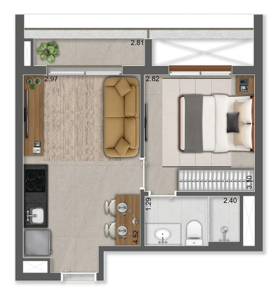 Terrare Moema: 1 dorm 33m²