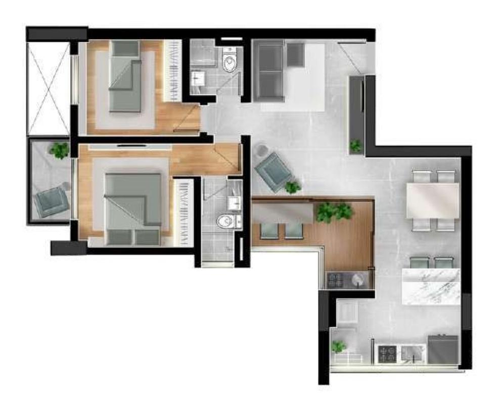 Terrazzo Jardim: 2 dorm 60m²