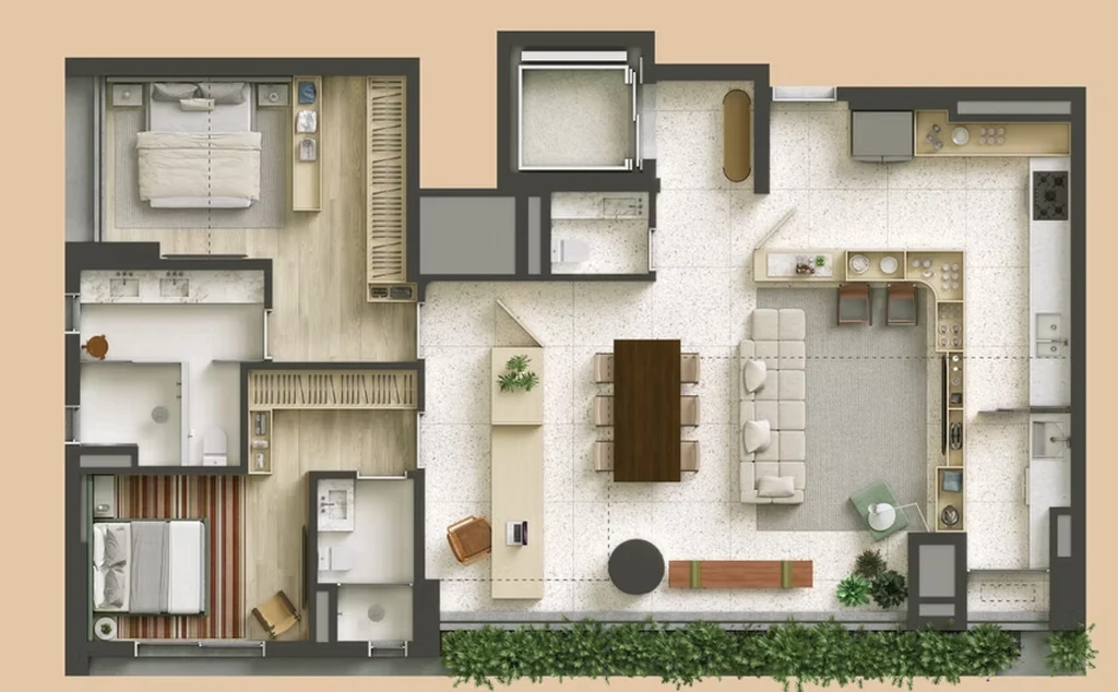 Tess Brooklin: 2 dorm 130m² opção 2