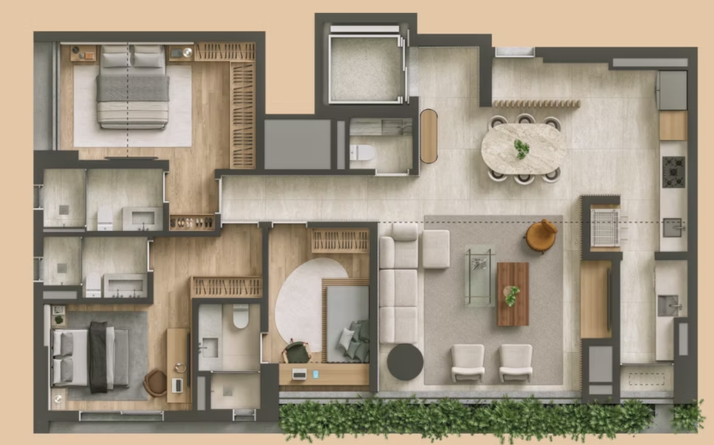 Tess Brooklin: 3 dorm 130m² opção 3