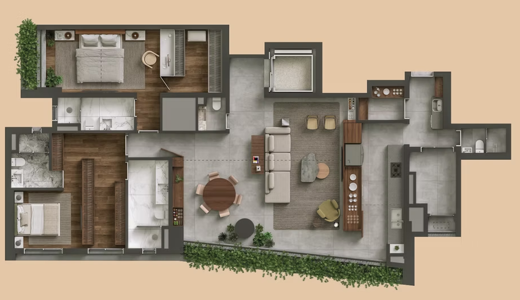 Tess Brooklin: 2 dorm 170m² opção 1