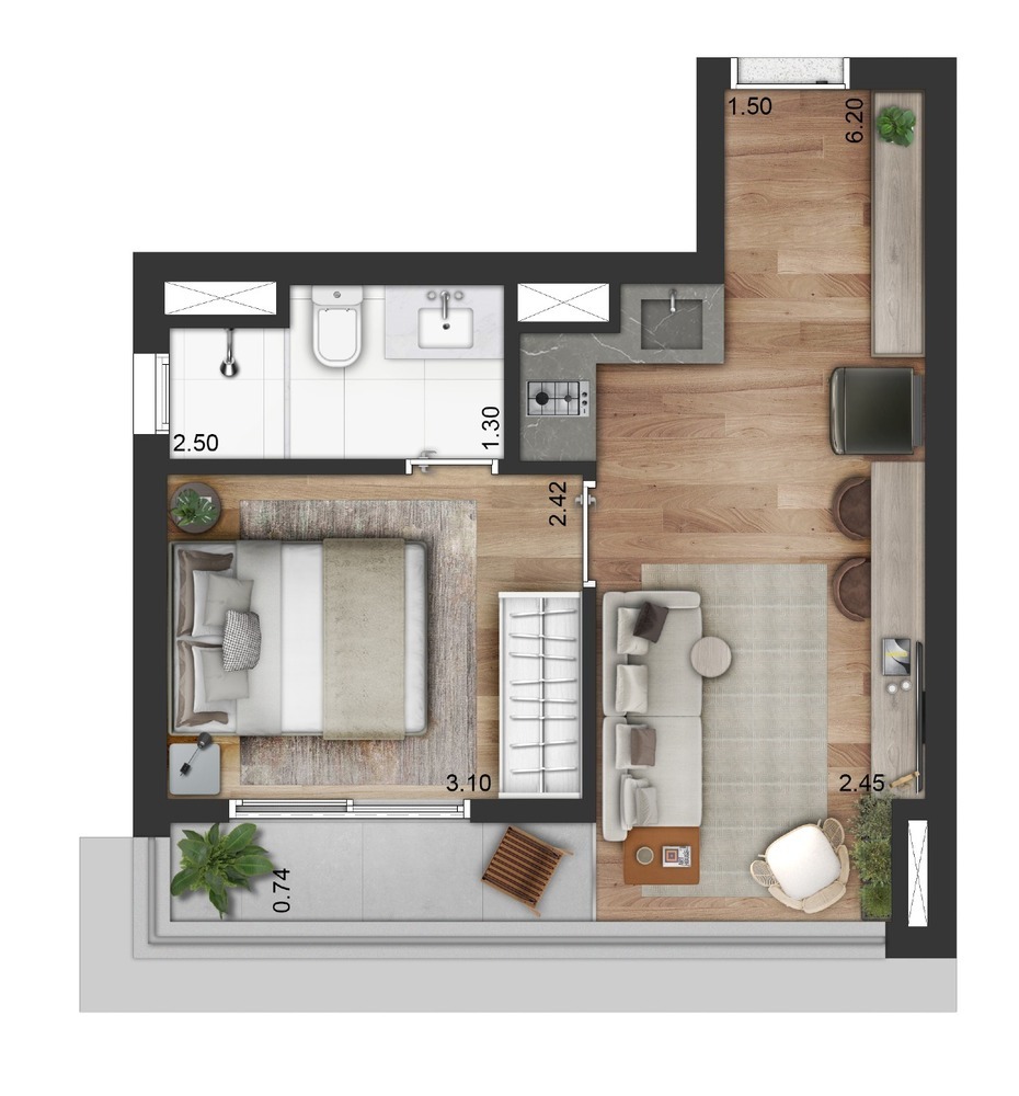 The Collection Ibirapuera: 1 dorm 33m²