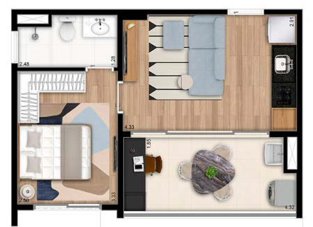 The Collection Moema: 1 dorm 37m²