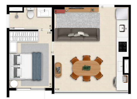 The Collection Moema: 1 dorm 37m² opção