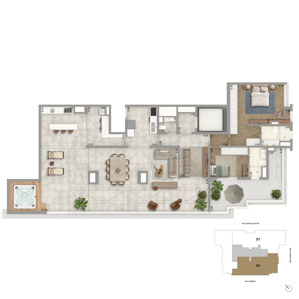 The Garden Klabin: 2 dorm 206m² penthouse