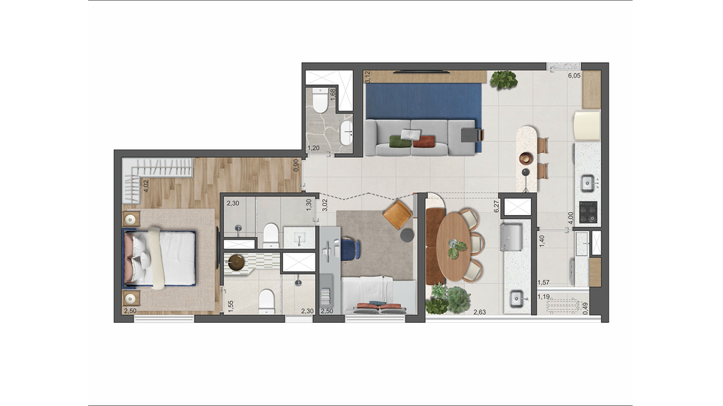 The Gardens Eleya: 1 dorm 72m² opção