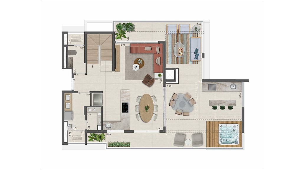 The Gardens Eleya: 4 dorm 189m² cobertura duplex inferior