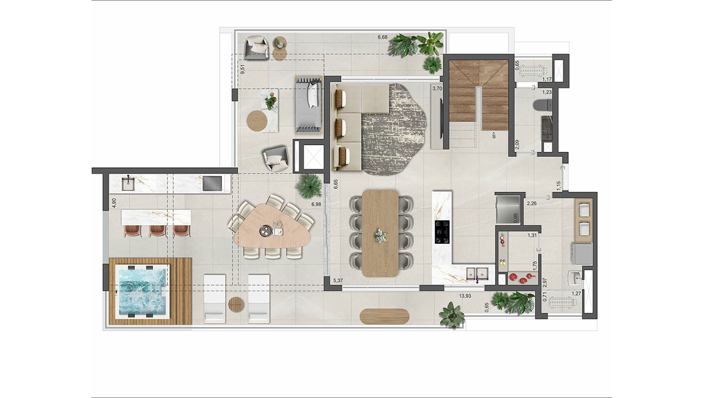 The Gardens Eleya: 4 dorm 209m² cobertura duplex inferior