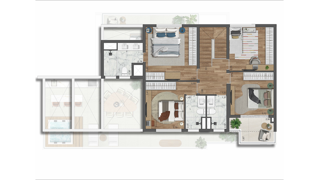 The Gardens Eleya: 4 dorm 209m² cobertura duplex superior