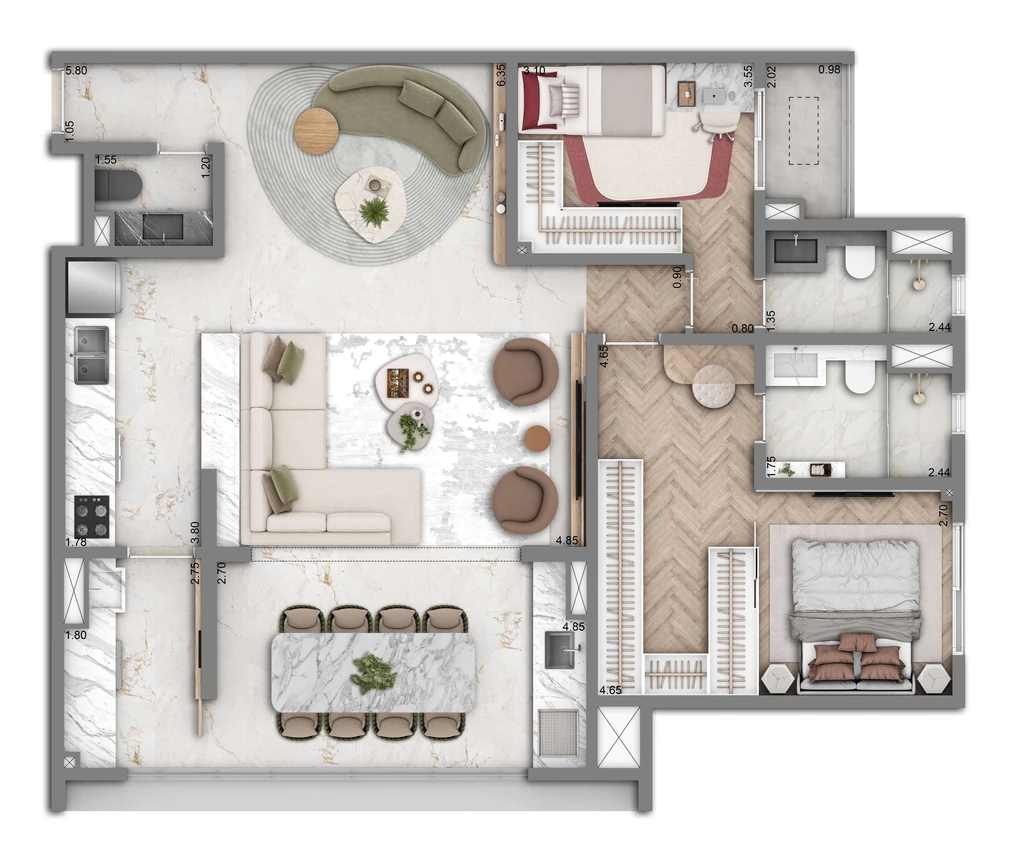 The Grand Residence: 2 dorm 104m²