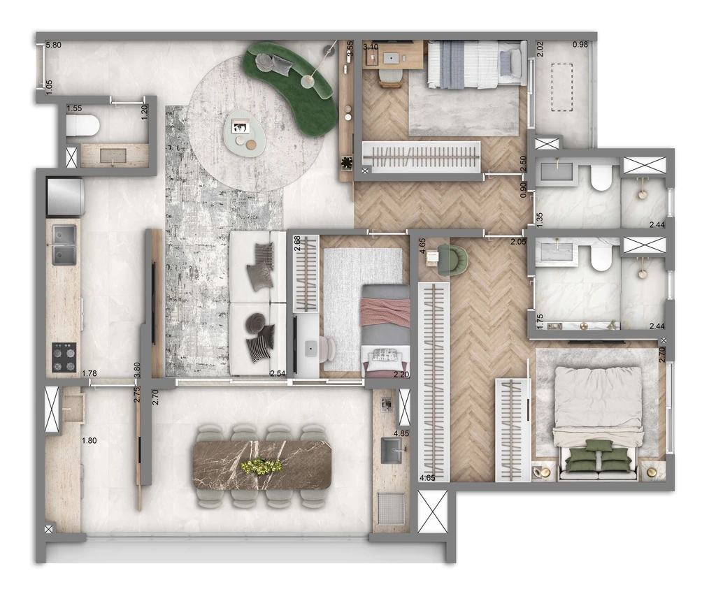The Grand Residence: 3 dorm 105m²