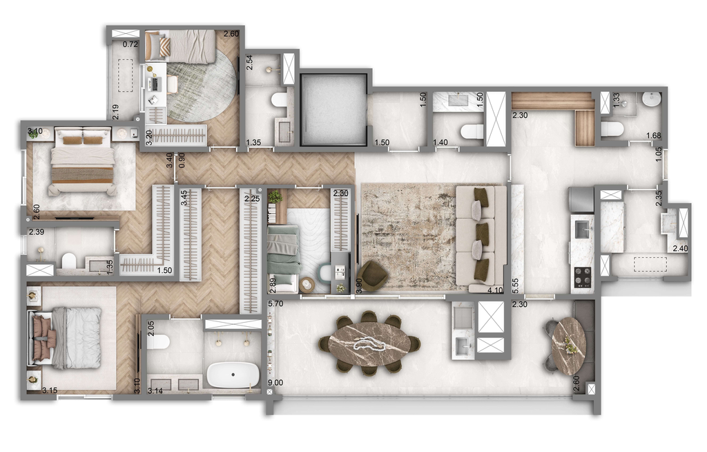 The Grand Residence: 4 dorm 147m²