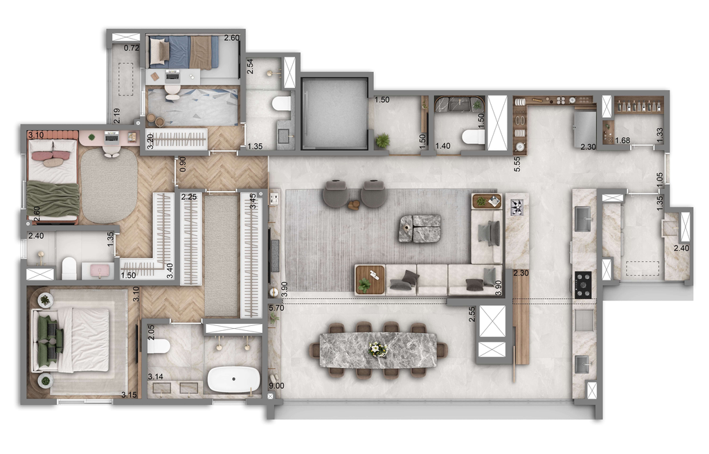 The Grand Residence: 3 dorm 147m² opção1