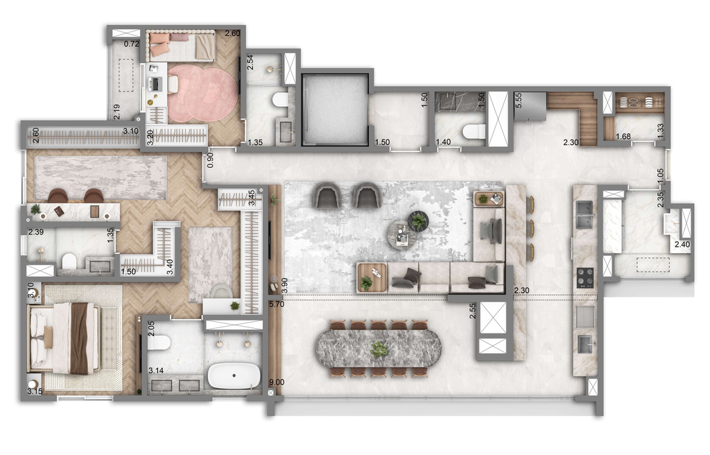 The Grand Residence: 2 dorm 147m² opção 2