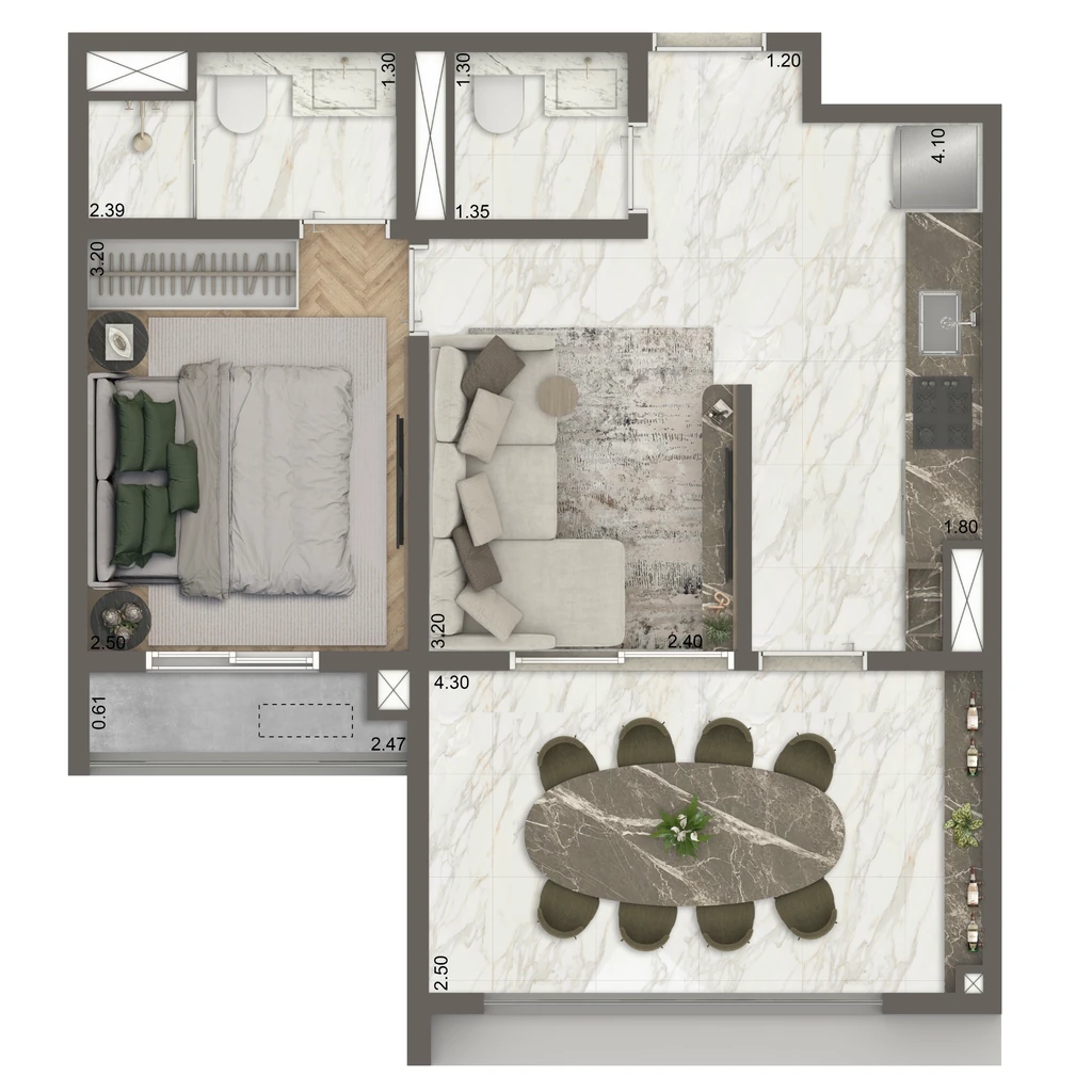 The New Residence Brooklin by Living: 1 dorm 47m²