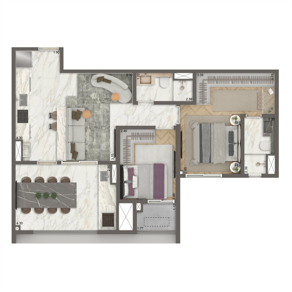 The New Residence Brooklin by Living: 2 dorm 69m² opção