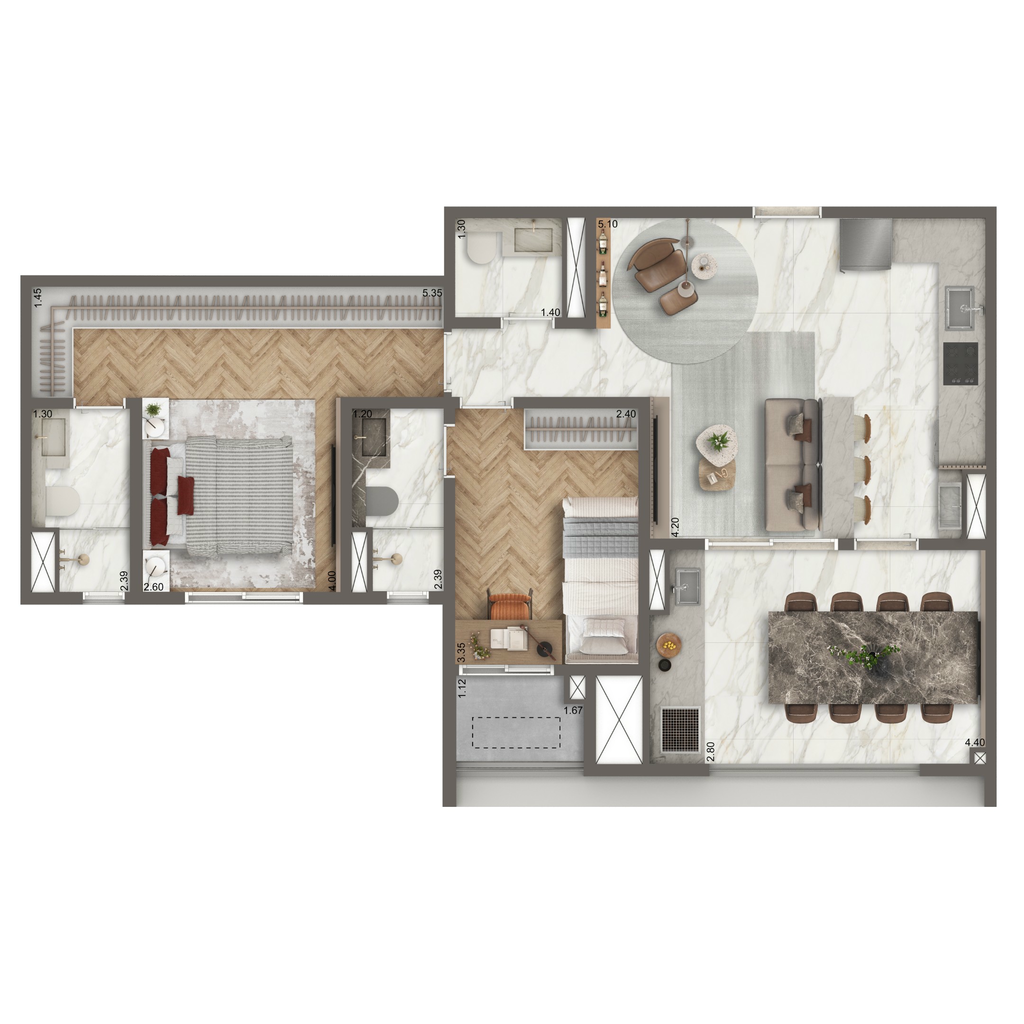 The New Residence Brooklin by Living: 2 dorm 75m² opção