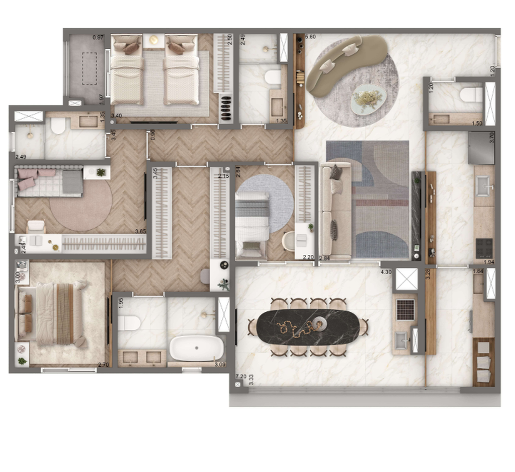 The Residence Brooklin By Living: 4 dorm 127m² opção