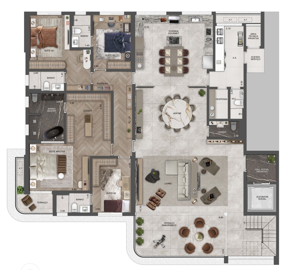 The View Ibirapuera: 4 dorm 575m² cobertura duplex inferior