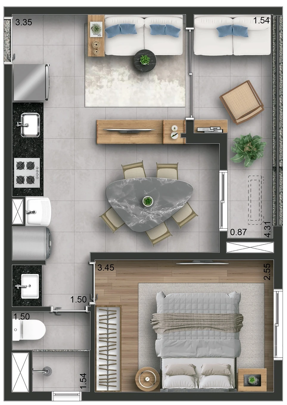 Today Campo Belo: 1 dorm 40m² opção