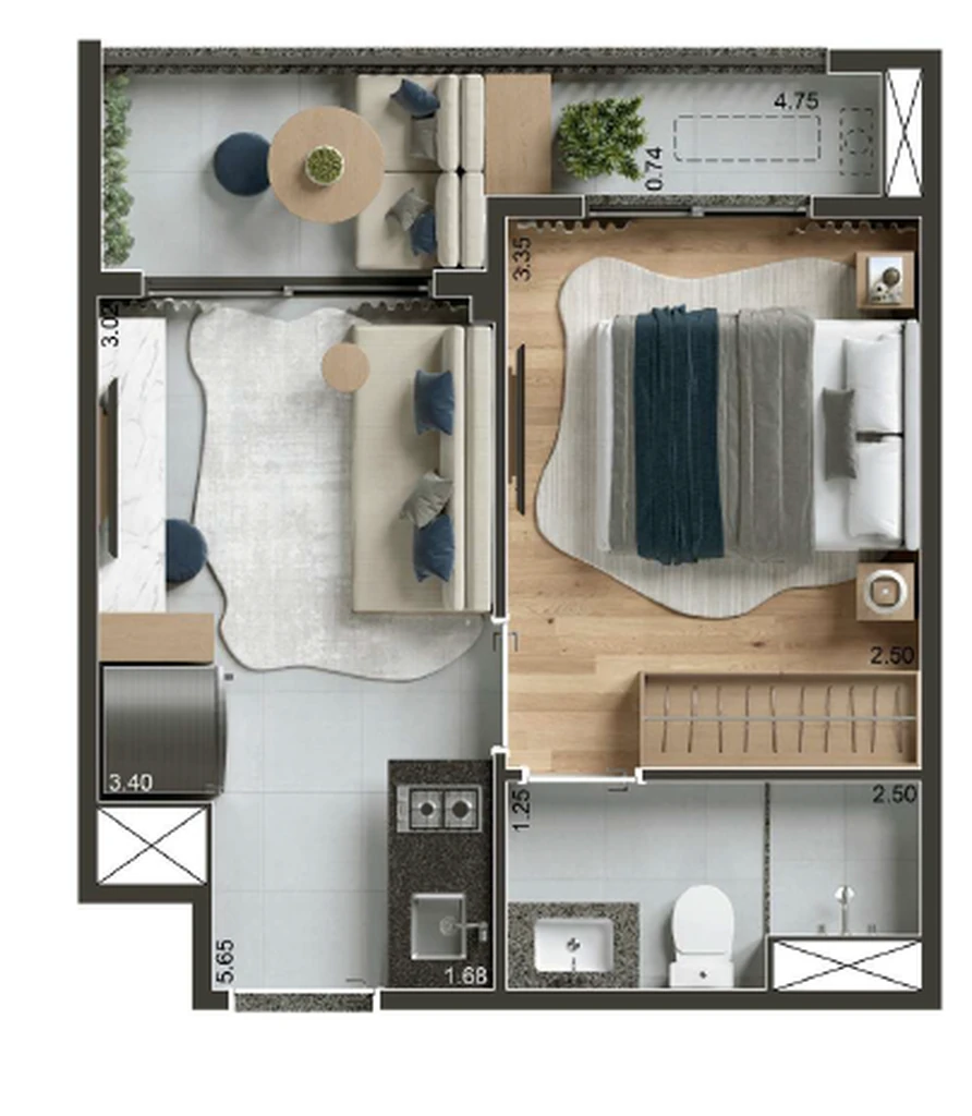 Today Chácara Santo Antônio: 1 dorm 30m²