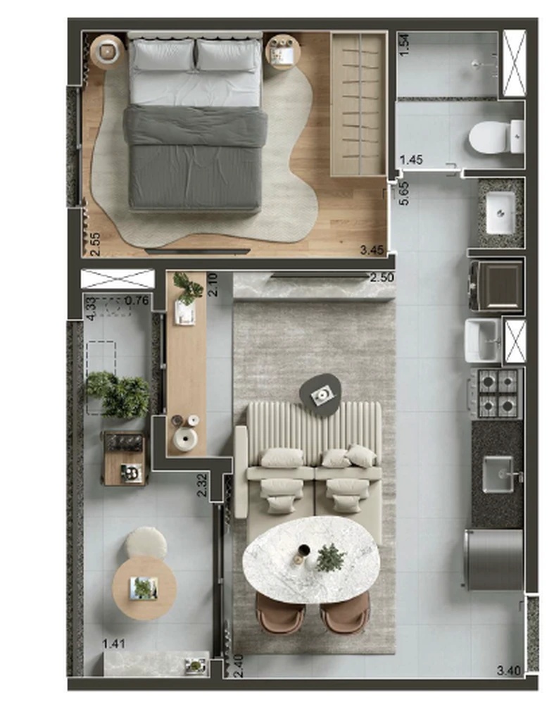 Today Chácara Santo Antônio: 1 dorm 39m² opção