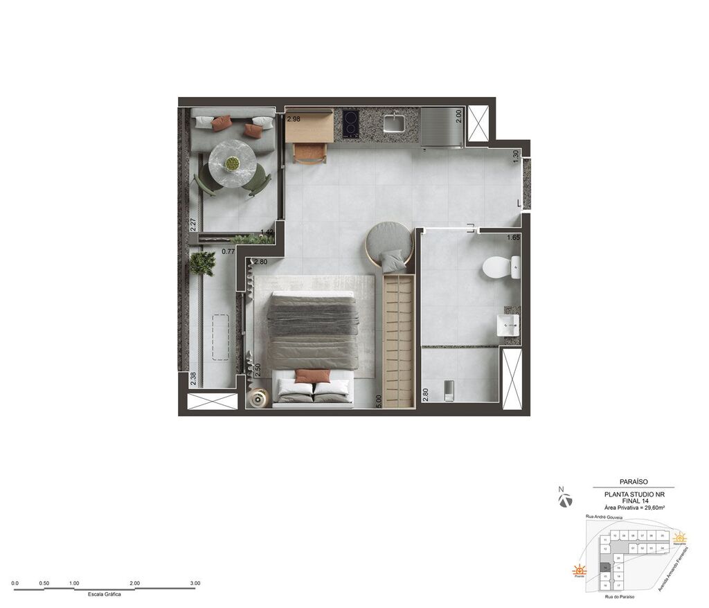 Today Paraíso: 1 dorm 29m² studio