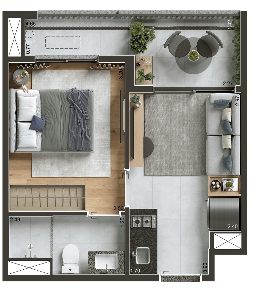 Today Paraíso: 1 dorm 29m²