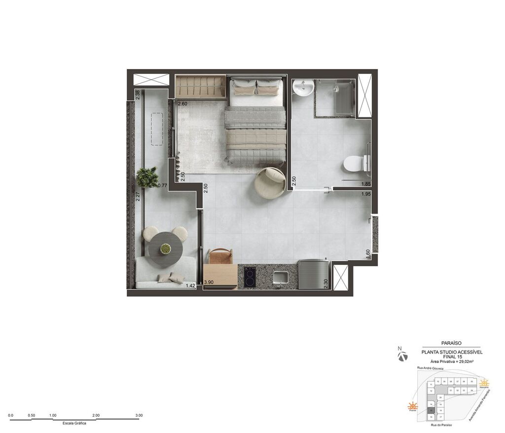 Today Paraíso: 1 dorm 29m² opção