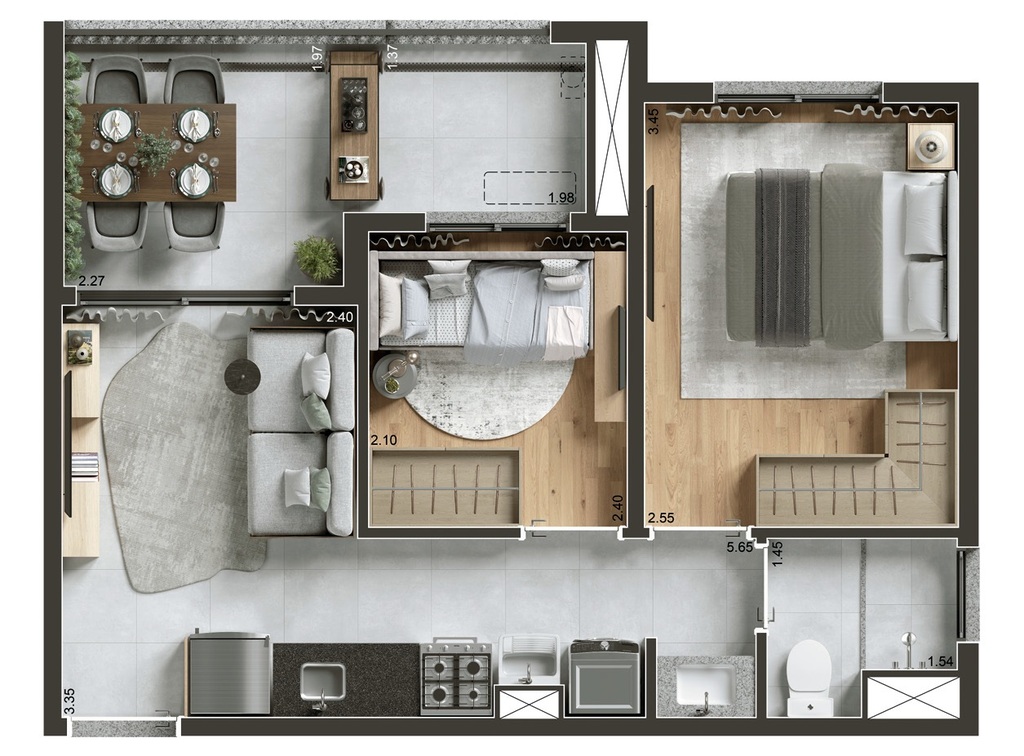 Today Paraíso: 2 dorm 42m²