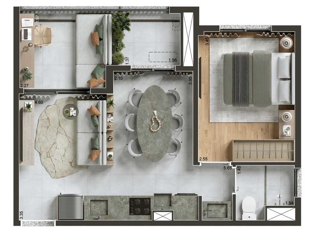 Today Paraíso: 1 dorm 42m² opção