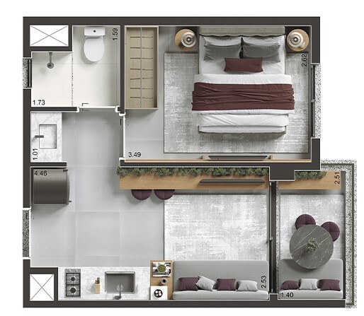 Today Saúde: 1 dorm 29m²